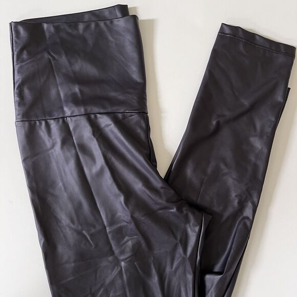 Cherish Pants - Cherish Faux Leather Black Full Length Leggings - XL